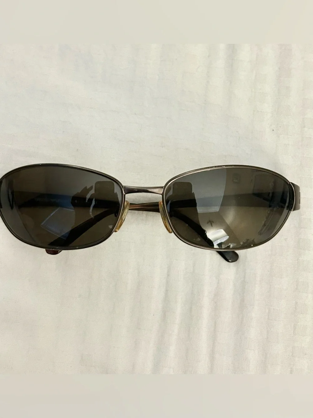 Emporio Armani Vintage Brown Lens Metal Oval Sunglasses